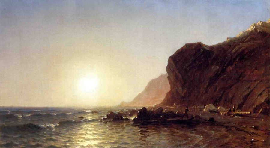 Sanford Robinson Gifford Sunset on the Shore of No Man's Land - Bass Fishing